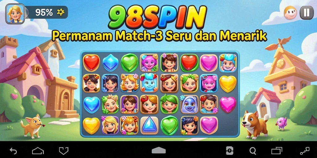 Menampilkan gameplay seru dan menantang dari 98SPIN Match-3.