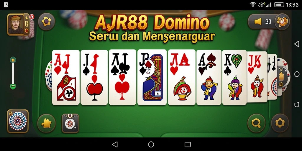 Tampilan gameplay menegangkan dalam permainan Domino AJR88.