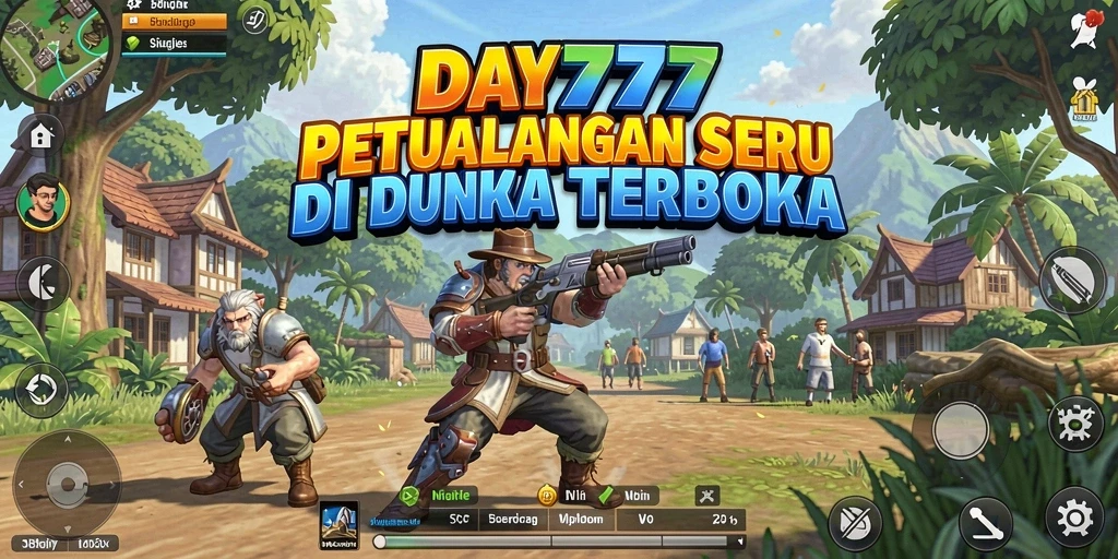 Tangkapan layar gameplay Open World DAY777 menampilkan karakter yang menjelajahi dunia.
