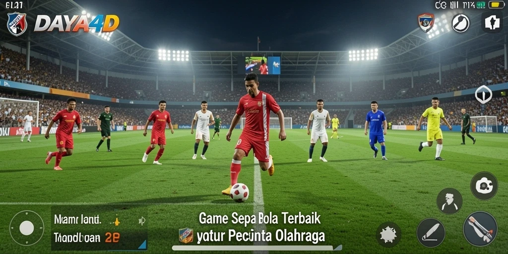 Screenshot menunjukkan gameplay intens dari DAYA4D dalam aksi sepak bola.