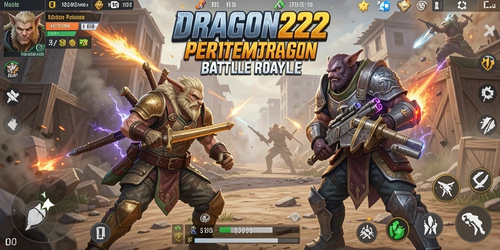 Screenshot gameplay DRAGON222 yang menampilkan aksi Battle Royale intens.