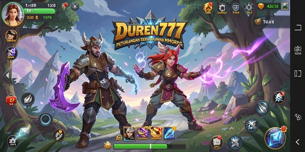 Tangkapan layar gameplay DUREN777 menampilkan aksi seru dalam dunia MMORPG.