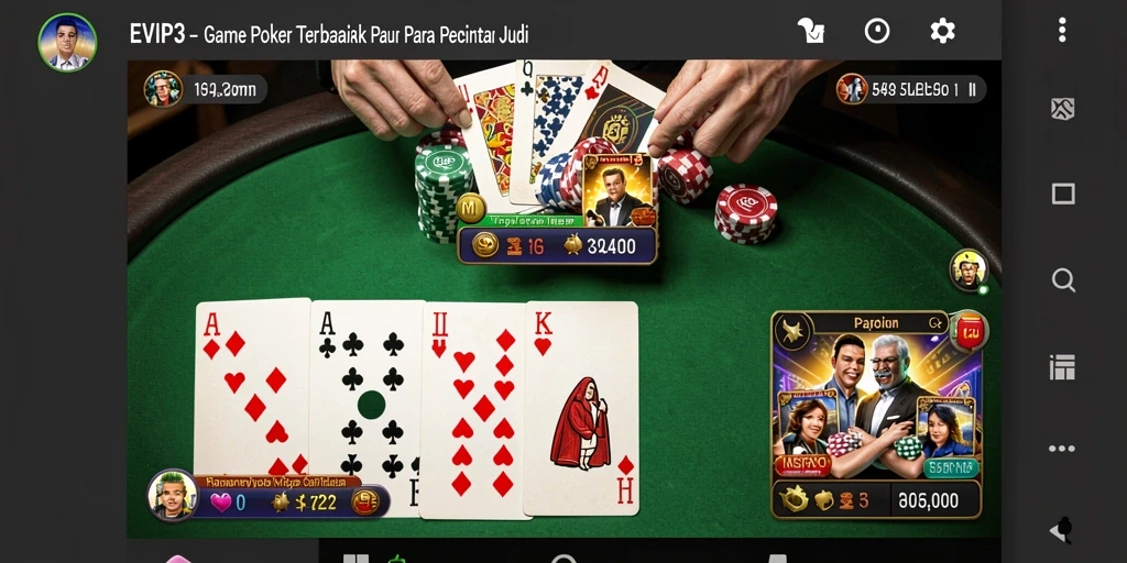 Tampilan gameplay seru EVIP3 menampilkan pemain bersaing dalam permainan Poker.