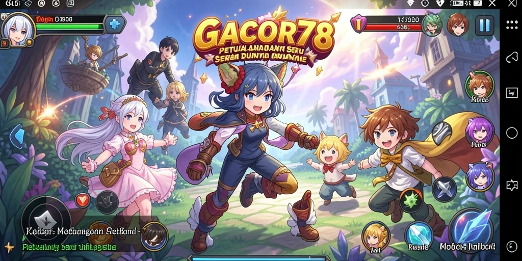 Tampilan gameplay <strong>GACOR78</strong> yang menarik dengan karakter anime.