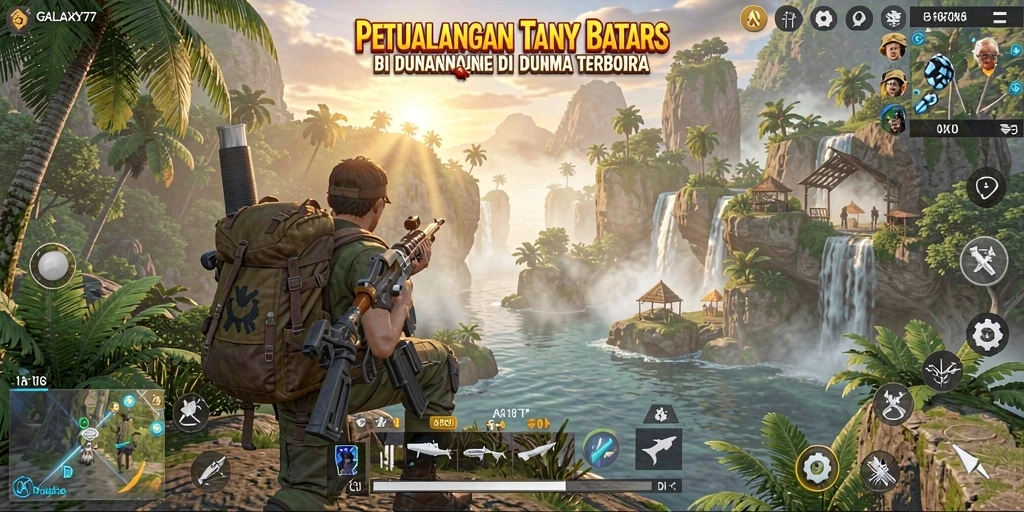 Menampilkan gameplay menarik di dunia terbuka GALAXY77.