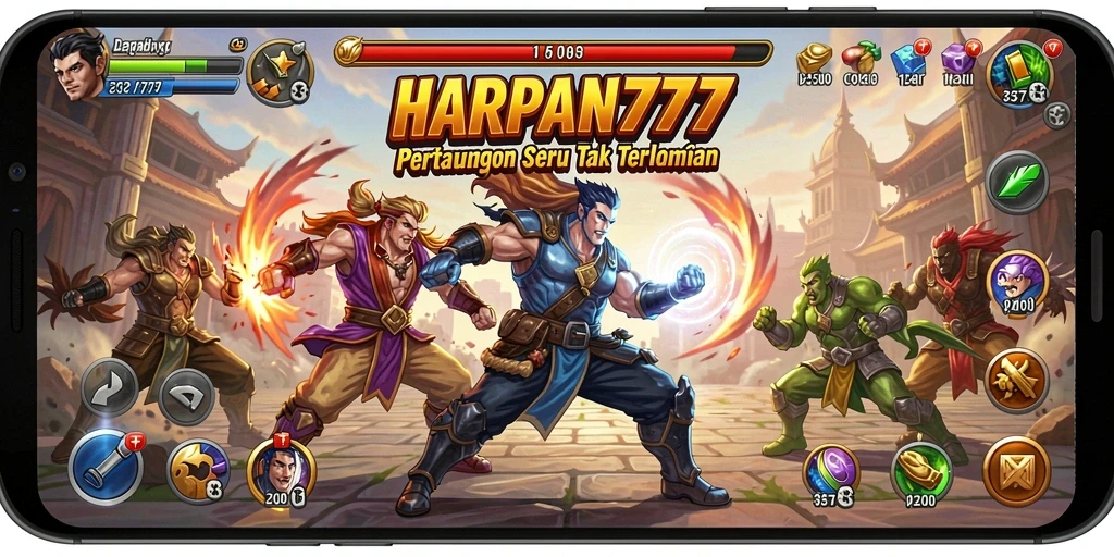 Screenshot utama menampilkan aksi pertarungan mendebarkan di HARAPAN777.