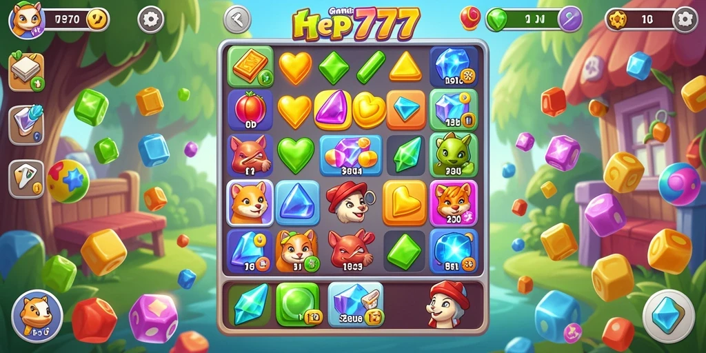 Gameplay seru HP777 dengan tantangan Match-3 yang memikat.