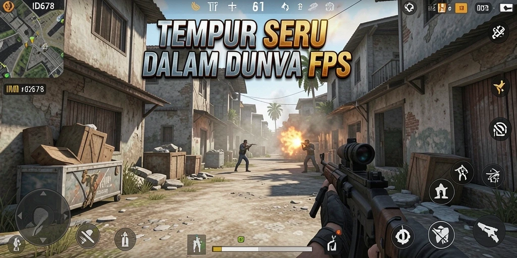 Screenshot gameplay ID678 menampilkan aksi tembak-tembakan yang seru dan intens.