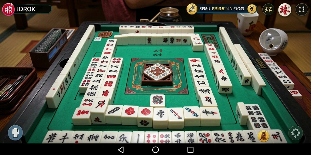 Screenshot gameplay IDROK dengan tampilan ubin Mahjong yang menawan.