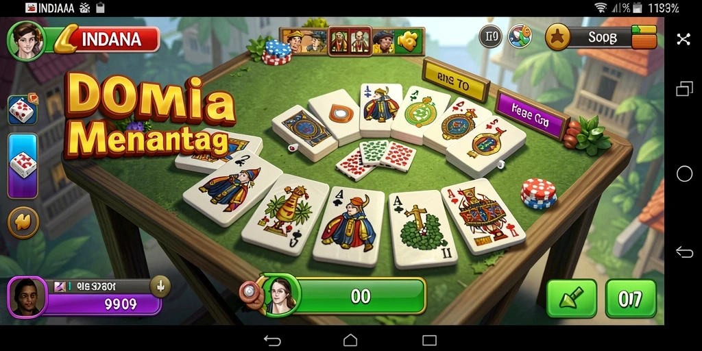 Tampilan gameplay seru dalam permainan Domino INDAAA.