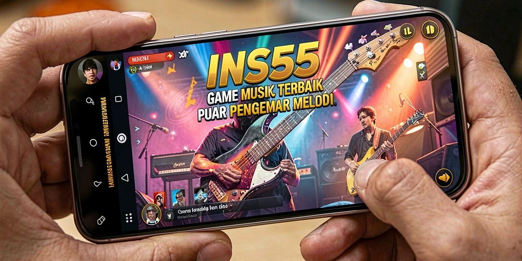 Tangkapan layar gameplay INS55 menampilkan aksi seru dalam memainkan lagu.