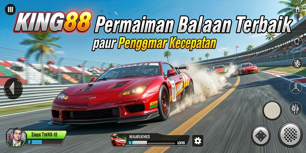 Screenshot KING88 menampilkan aksi balapan seru di lintasan yang menantang.