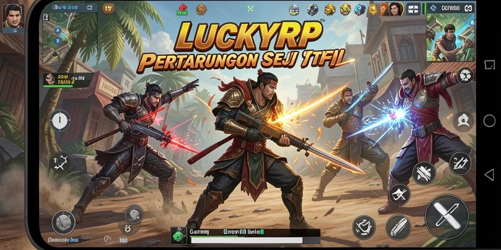 Screenshot gameplay LUCKYRP yang menunjukkan aksi pertarungan seru.