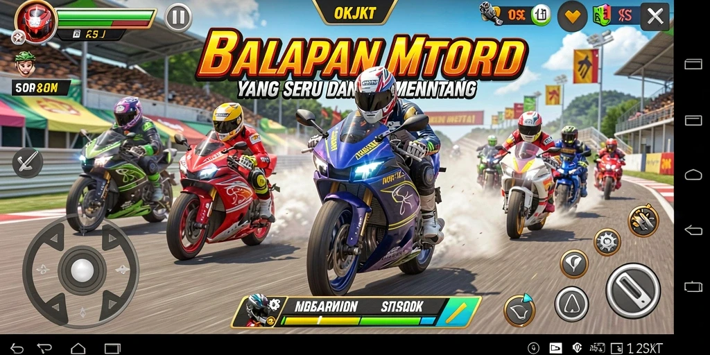 Tampilan menarik dari gameplay balapan motor OKJKT.