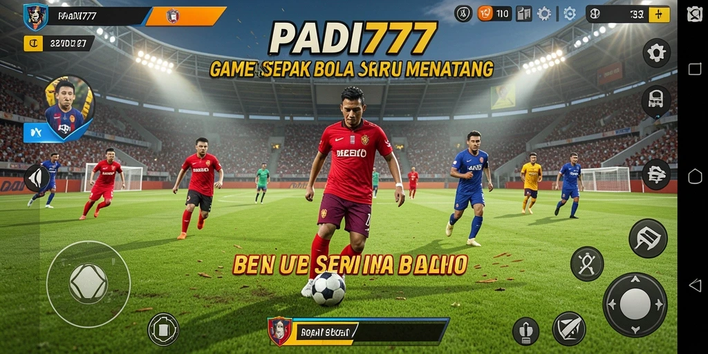 Screenshot gameplay PADI777 yang menampilkan aksi sepak bola yang mendebarkan.