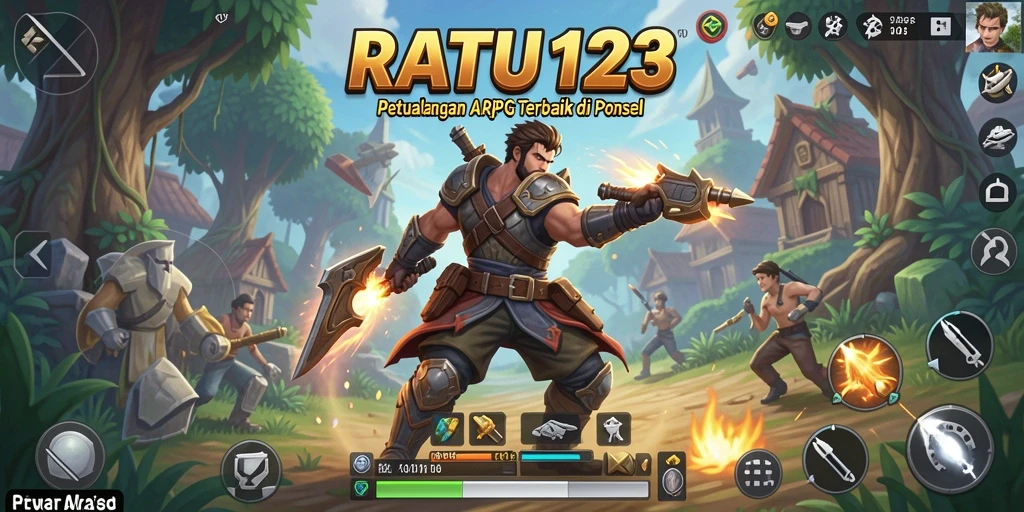 Tampilan gameplay epik di dunia fantasi RATU123.