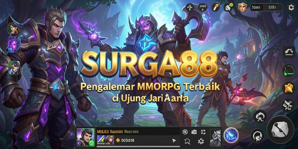Tangkapan layar utama SURGA88 menunjukkan pertarungan kunci dalam gameplay MMORPG.