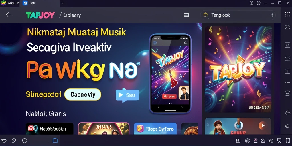 Tampilan gameplay interaktif di TAPJOY saat mendengarkan musik.