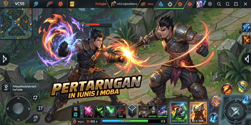 Tampilan gameplay menarik dengan aksi MOBA seru.